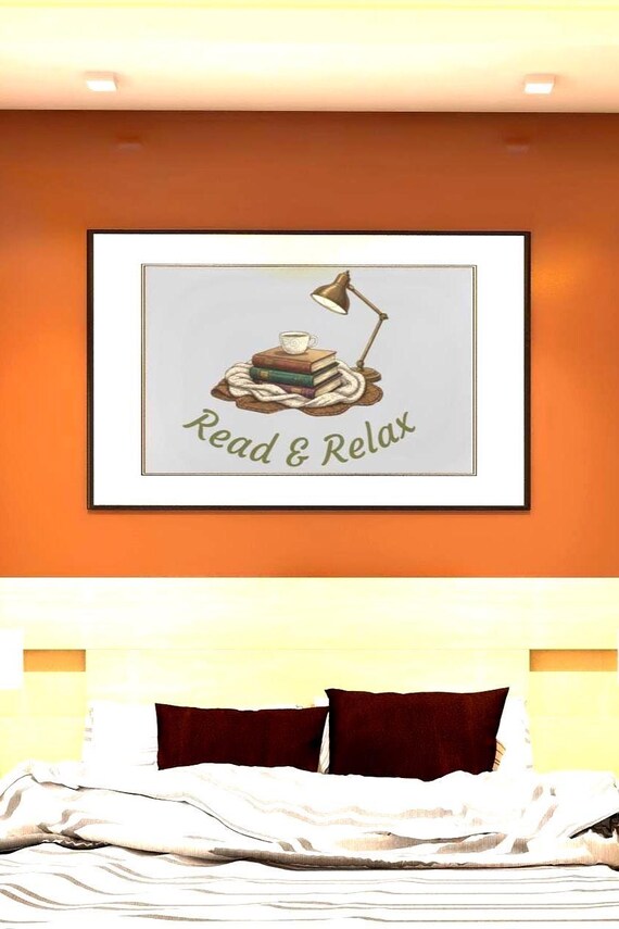 Read & Relax foam board | cozy books, lamp, coffee wall art
