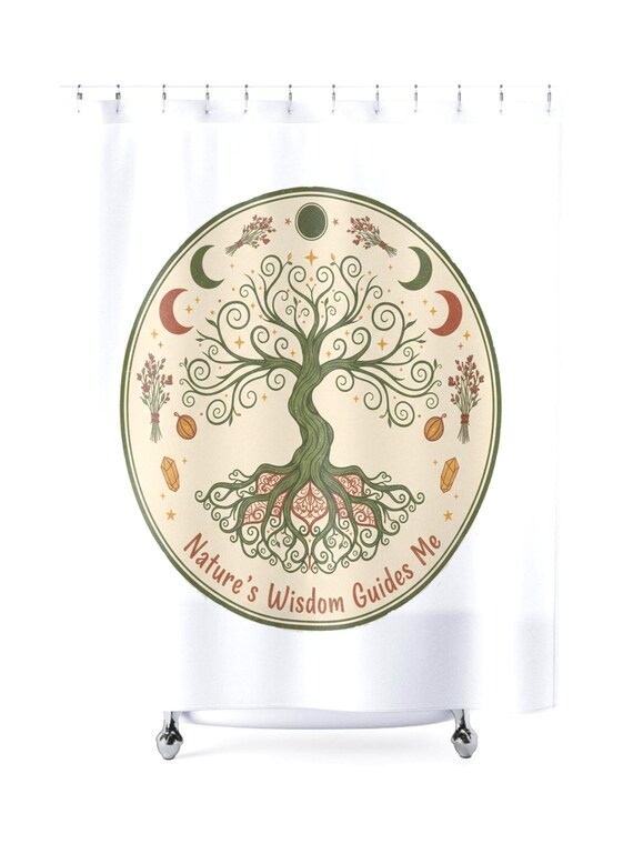 Tree of Life Nature's Wisdom Shower Curtain | Celestial Moon Phases