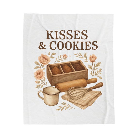 Kisses & Cookies Velveteen Blanket | Baking Kitchen Decor, Cozy Throw