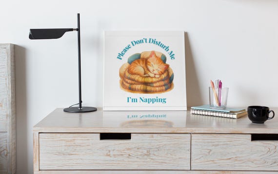 Sleeping Orange Tabby Cat on Blankets Canvas Wrap