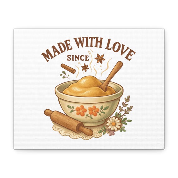 Made With Love bowl illustration Canvas