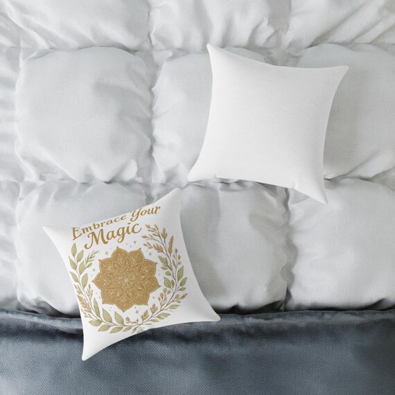 Embrace Your Magic Decorative Pillow - Gold Mandala Square Throw Pillow