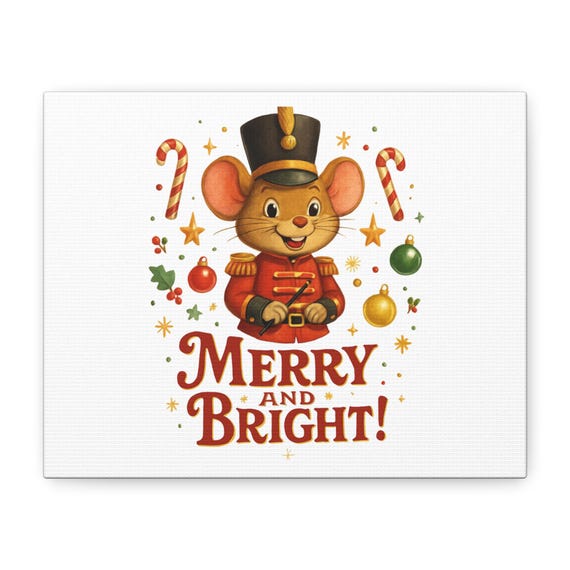 Nutcracker Mouse Merry and Bright Canvas