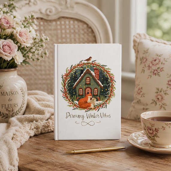 Winter Journal with Cottage Fox Design | 5" x 7" Illustrated Notebook