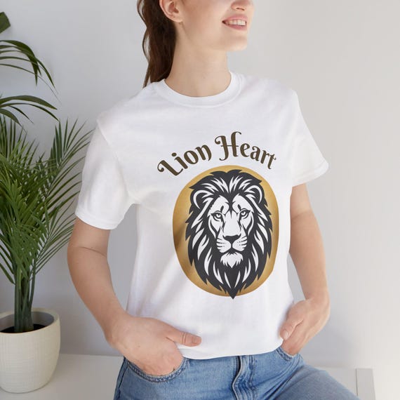 Lion Heart Empowerment Tee, Minimalist Graphic Design