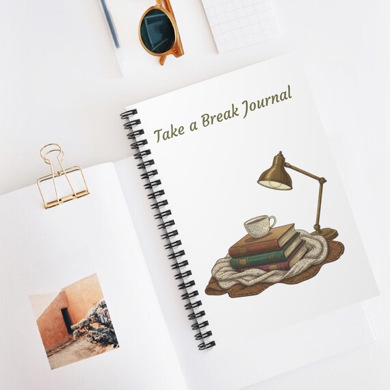 Take a Break notebook | Spiral Notebook, Cozy Books & Coffee Illustration