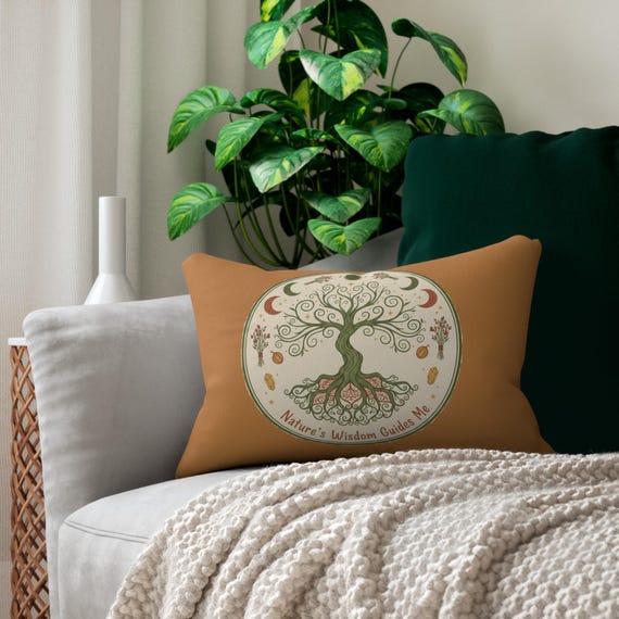 Tree of Life Nature Wisdom lumbar pillow | botanical boho earth tones