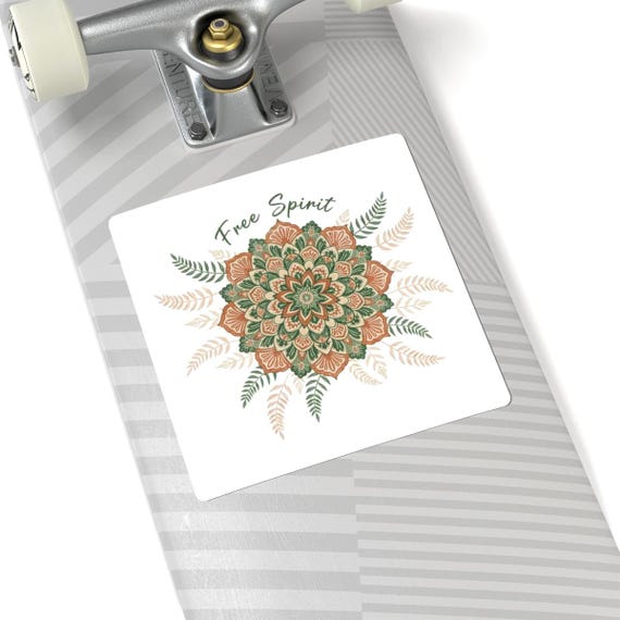 Boho Mandala Sticker | Kiss-Cut, Vintage Paisley Sunburst, Earthy Tones