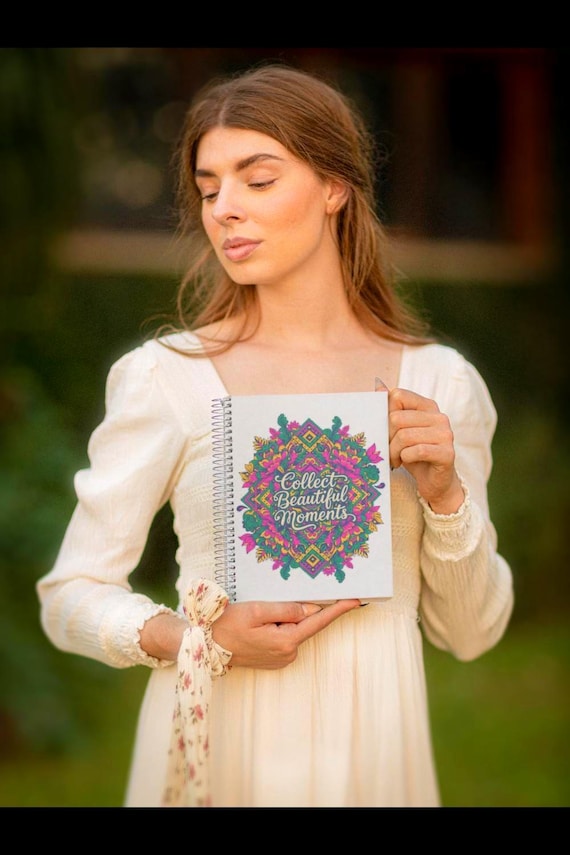 Floral Mandala Notebook | Colorful Typography Spiral Journal, Collect Moments