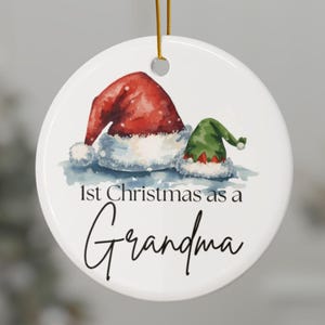 Grandma&#39;s First Christmas Ornament: Watercolor Santa & Elf Hats