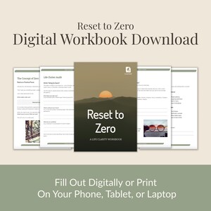 Reset to Zero Life Clarity Workbook for Overwhelm and Burnout Relief | Digital Reflection Journal | Self-Awareness PDF Download