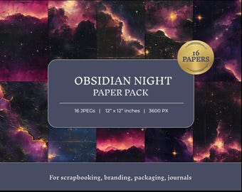 Galaxy Digital Paper Pack: Cosmic Purple Star Backgrounds (Digital Download)