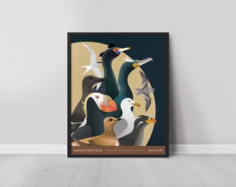 Seabirds of Kenai Fjords 11x14" Framed Fine Art Print