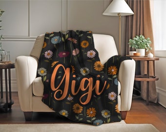 Gift for Mom Throw Blanket / Floral Blanket / Daughter Blanket / Gift for Mom / Retro Floral Gift for Mom / Personalized Gift with Name