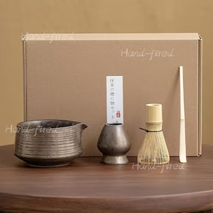 Handmade Japanese Matcha Set，Spout and Whisk Holder ，Handcrafted Matcha Bowl Set Matcha Gift Set Gift Ideas，Gift For Her