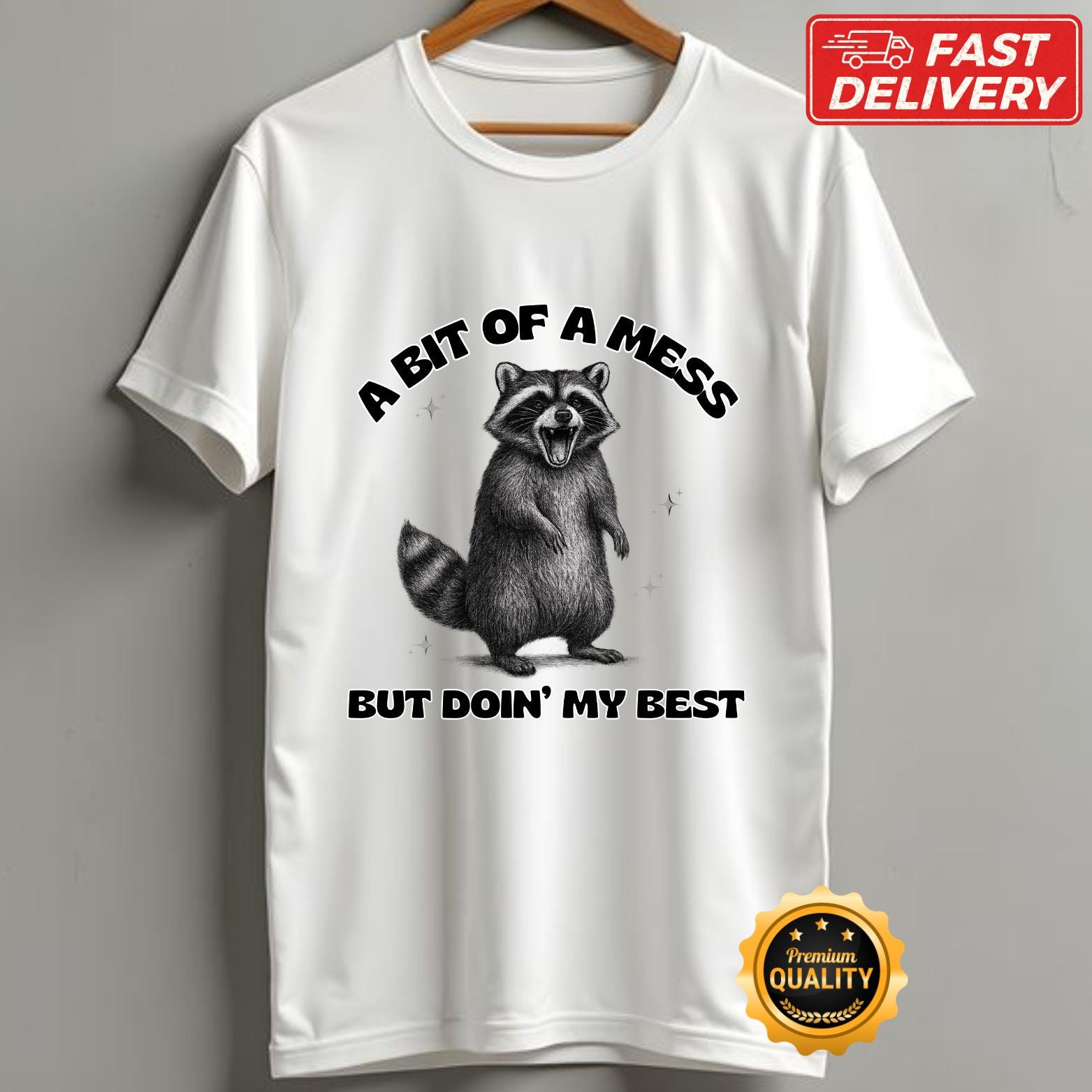 Schattig wasbeer T-shirt, schattig maar zal handen gooien T Schattig wasbeer T-shirt, schattig maar zal handen gooien T