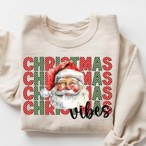 Retro Santa Christmas Vibes Sweatshirt: Holiday Winter Shirt