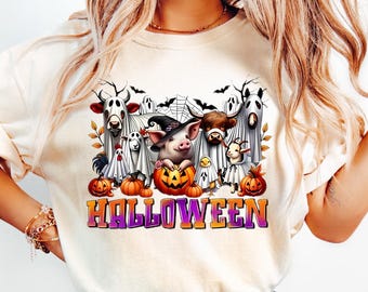 Comfort Halloween Cow Shirt: Ghost Pumpkin Party Tee