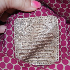 Vintage Brighton Hobo Purse Y2K Fold over Leder Umhängetasche Metallic Beige Bild 7