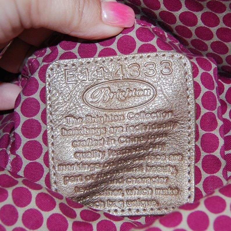 Vintage Brighton Hobo Purse Y2K Fold over Leder Umhängetasche Metallic Beige Bild 7