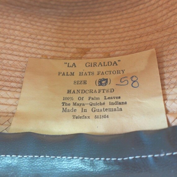 Vintage La Giralda Straw Hat Sz 58 Guatemala Handcrafted Artisan Palm Leaf View 5