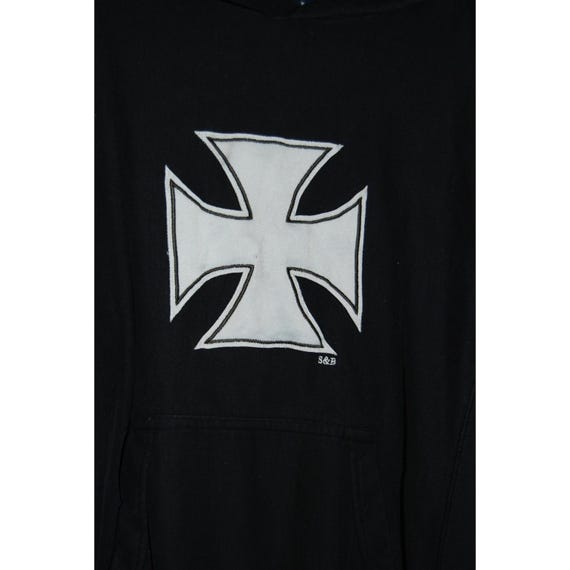 Vintage Iron Cross Hoodie Mens XS Y2K Steve Barrys Choppers