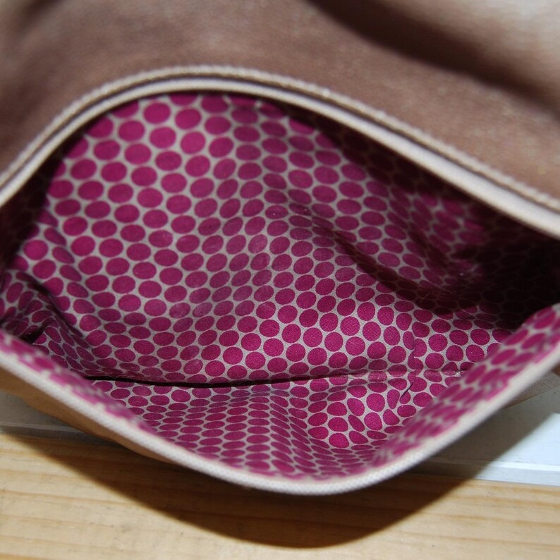 Vintage Brighton Hobo Purse Y2K Fold over Leder Umhängetasche Metallic Beige Bild 9
