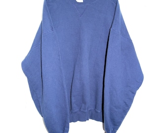 Vintage Jerzees Sweatshirt Mens 2X 2XL Navy Blue Blank Crewneck 90s sweater