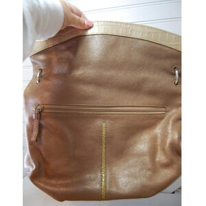 Vintage Brighton Hobo Purse Y2K Fold over Leder Umhängetasche Metallic Beige Bild 6