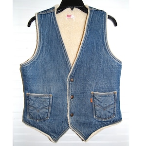 Vintage Levis bodywarmer maat medium oranje tab sherpa gevoerde denim westernjeans