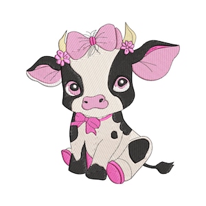 Cow Machine Embroidery Design, Cow Embroidery Designs, Cow Embroidery Files, 5 sizes, Instant download