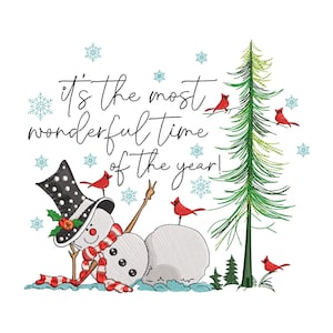 Snowman Christmas Machine Embroidery Design, Let it Snow Christmas Embroidery Design, 6 sizes Instant Download