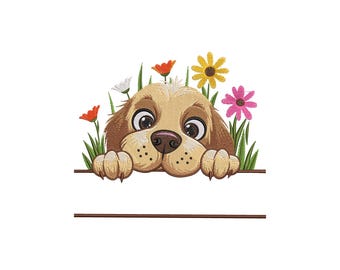 Diseño de bordado a máquina de Peek Dog, diseños de bordado de Peek Dog, archivos de bordado de Peek Dog, 5 tamaños, descarga instantánea