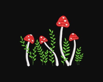 Mushroom Machine Embroidery Design, Wild Mushroom Embroidery Designs, Mushroom Embroidery Files, 5 sizes, Instant download
