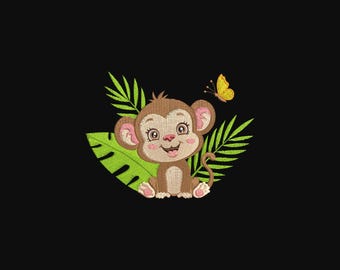 Monkey Machine Embroidery Design, Monkey Embroidery Designs, Monkey Embroidery Files, 5 sizes, Instant download