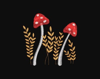 Wild Mushroom Machine Embroidery Design, Mushroom Embroidery Designs, Mushroom Embroidery Files, 5 sizes, Instant download