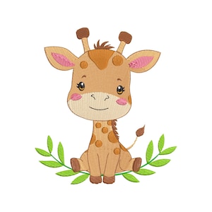 Cute Giraffe Machine Embroidery Design, Baby Giraffe Embroidery Designs, Giraffe Embroidery Files, 5 sizes, Instant download