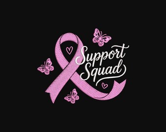 Diseño de bordado de lazo rosa para concienciar sobre el cáncer de mama, diseño de bordado a máquina de equipo de apoyo, diseños de bordado en 5 tamaños, descarga instantánea