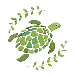 Flower Turtle Machine Embroidery Design, Flower Turtle Embroidery Designs, Floral Turtle Embroidery Files, 5 sizes, Instant download