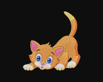 Disegno per ricamo a macchina di un gatto divertente, disegni per ricamo di un gatto carino, file per ricamo di un gatto, 5 dimensioni, download immediato