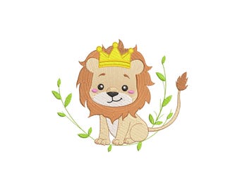 Diseño de bordado a máquina de león bebé, diseños de bordado de león, archivos de bordado de león, 5 tamaños, descarga instantánea