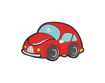 Diseño de bordado a máquina de coche rojo, diseños de bordado de coche rojo, archivos de bordado de coche rojo, 5 tamaños, descarga instantánea