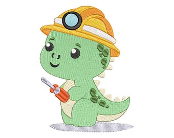 Diseño de bordado a máquina de dinosaurios, diseños de bordado de dinosaurios constructores, archivos de bordado de dinosaurios, 5 tamaños, descarga instantánea