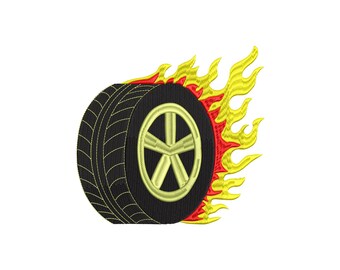 Diseño de bordado a máquina de neumáticos de goma, diseños de bordado de neumáticos de goma, archivos de bordado de neumáticos de goma, 5 tamaños, descarga instantánea