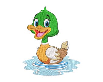 Diseño de bordado a máquina de pato, diseños de bordado de pato, archivos de bordado de ánade real, 5 tamaños, descarga instantánea