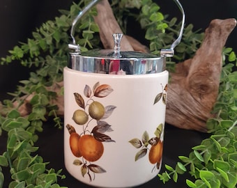 1960s Biscuit Barrel- Midwinter Pottery Company - "Oranges and Lemons" Pattern - Mid-century Modern Design - MCM