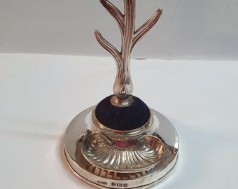 Antique Sterling Silver Hallmarked Birmingham 1908 Pin Cushion Plus Ring Holder