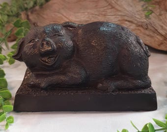 ブロンズ豚像古代ミニチュア小さな置物銅豚彫刻アート動物愛好家への