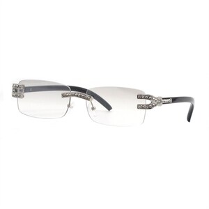 Rhinestone Sunglasses Rimless Buffs Brown Lens Fashion Shades Music Party Shades Hip Hop Street Clear Silver
