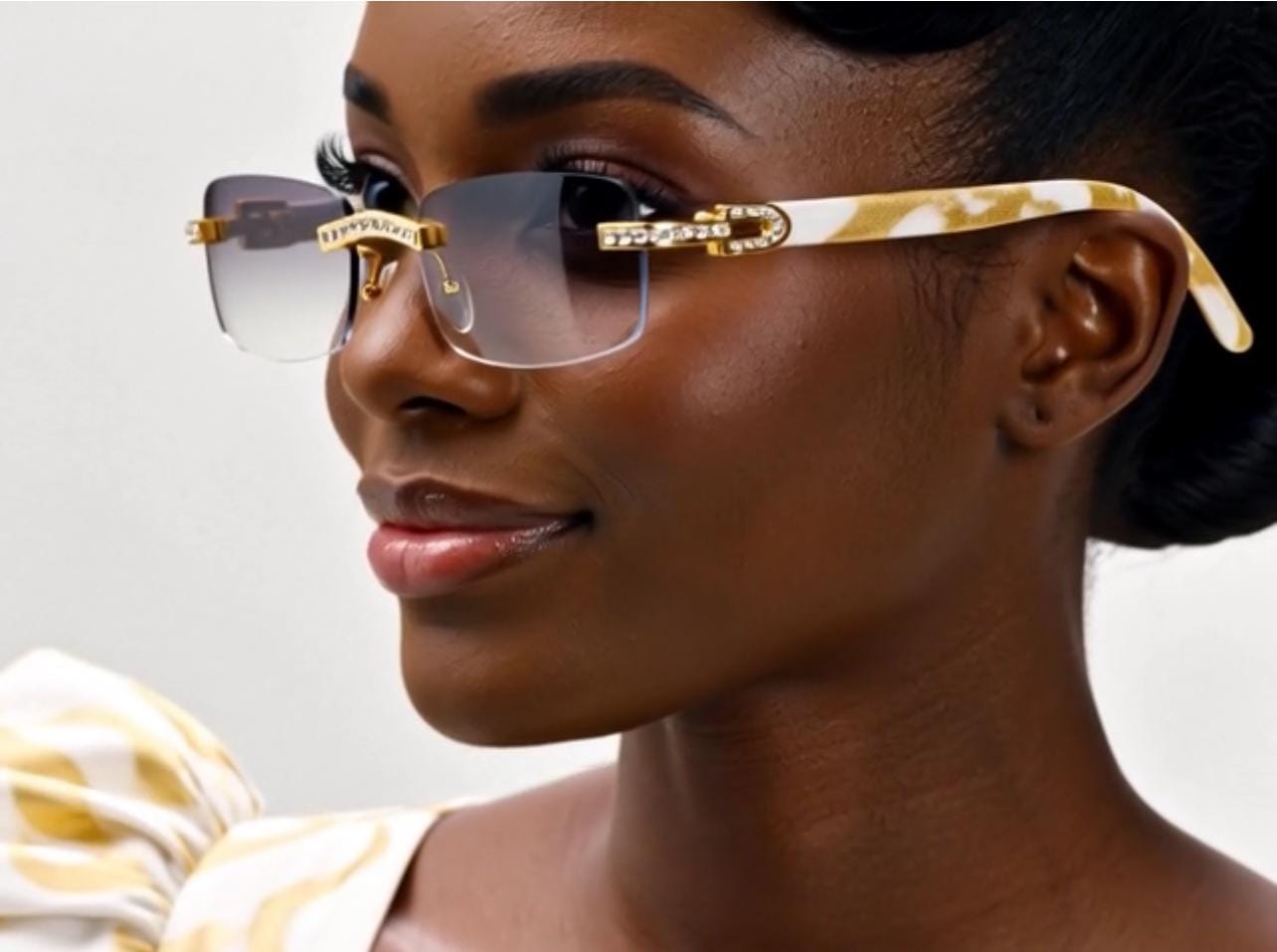 Rhinestone Rimless Sunglasses Women Fashion Shades Trendy Eyewear Luxury Lentes Rhinestone Rimless Sunglasses Men main image 4